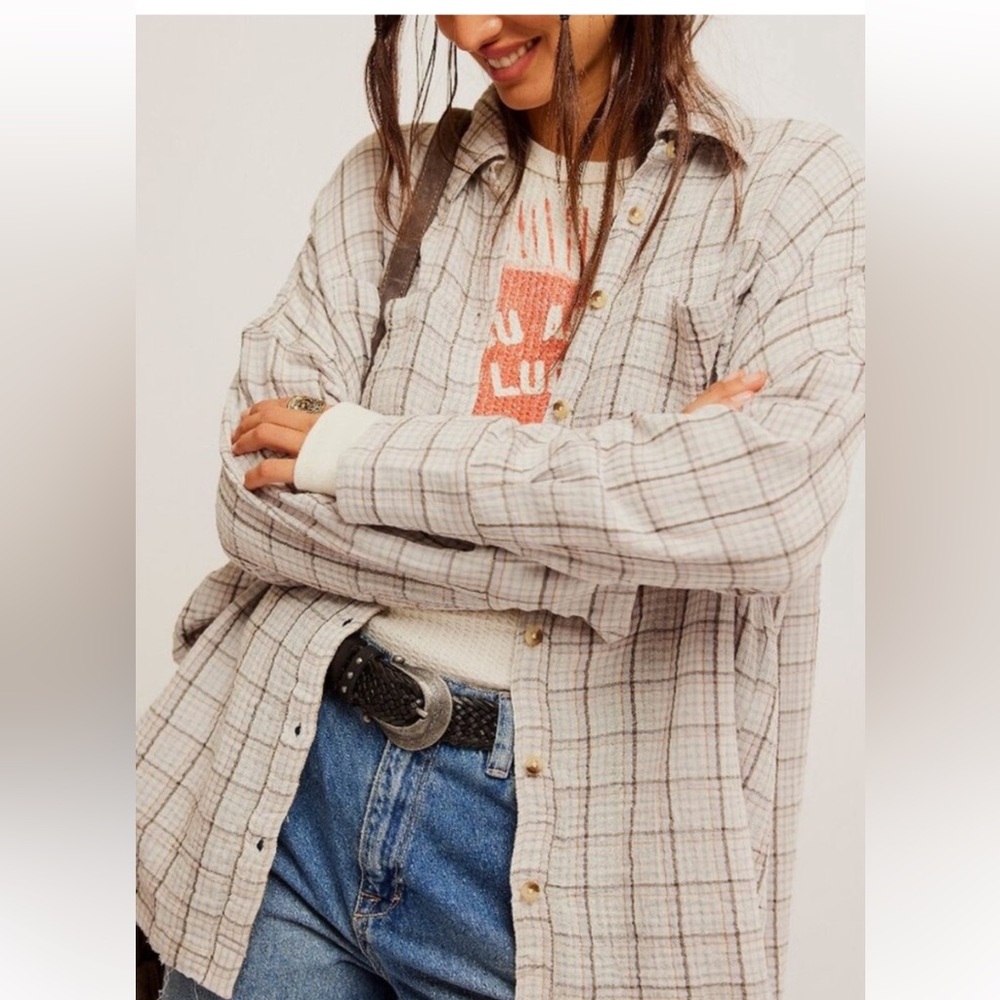 FREE PEOPLE We The Free Cardiff Plaid Top / Misty Lilac Combo NWout tag XS